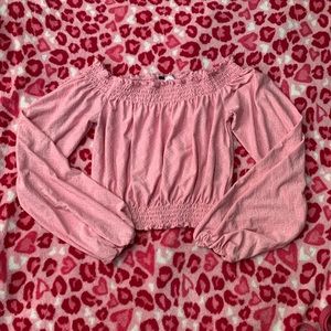 pink off the shoulder crop top